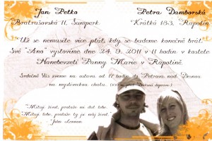 Oznámení Petra Damborská a Jan Petko